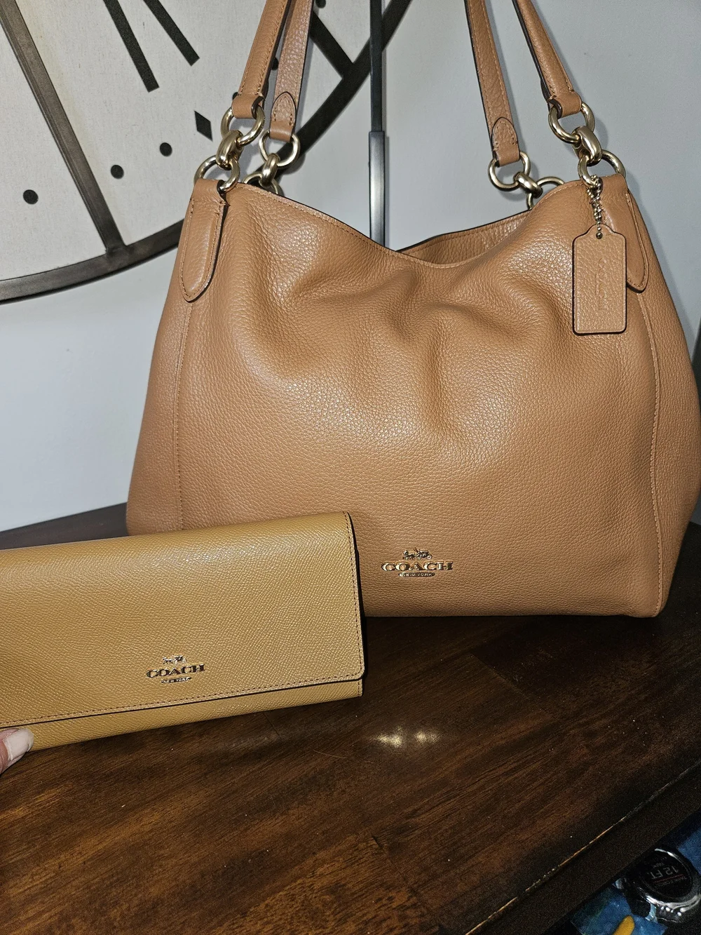 Coach Edie 31 Pebbled Leather Shoulder Bag with Wallet